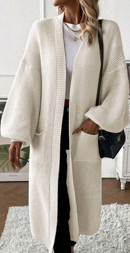 Damen strickjacke lang beige - strickjacke,