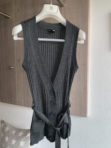 Strickweste grau lang mit - h&m,
