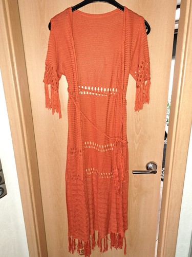 Strickweste lang orange