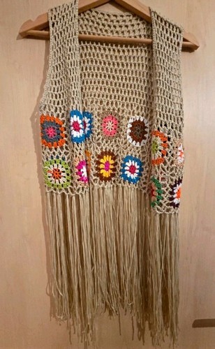 Bohemian häkelweste beige - bohemian,